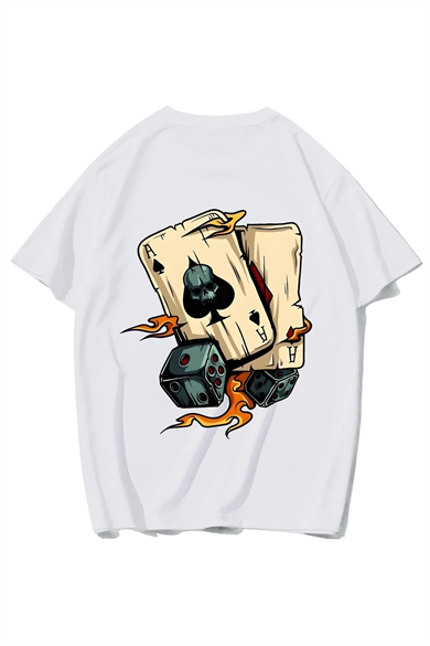 BRZ Collection Unisex Oversize Poker Cards T-shirt (BEYAZ)