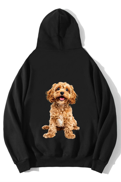 BRZ Collection Unisex Oversize Poodle Hoodie Siyah
