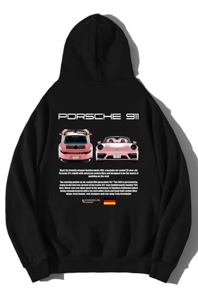 BRZ Collection Unisex Oversize Porsche 911 Hoodie Siyah