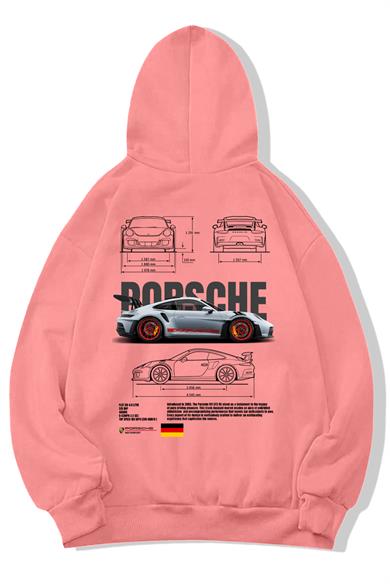 BRZ Collection Unisex Oversize Porsche 911 GT3 RS Hoodie Pembe