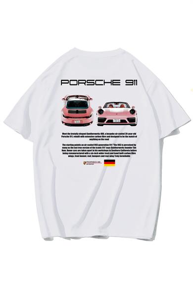 BRZ Collection Unisex Oversize Porsche 911 T-shirt Beyaz