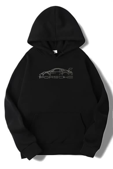 BRZ Collection Unisex Oversize Porsche Kristal Taş Baskılı Hoodie