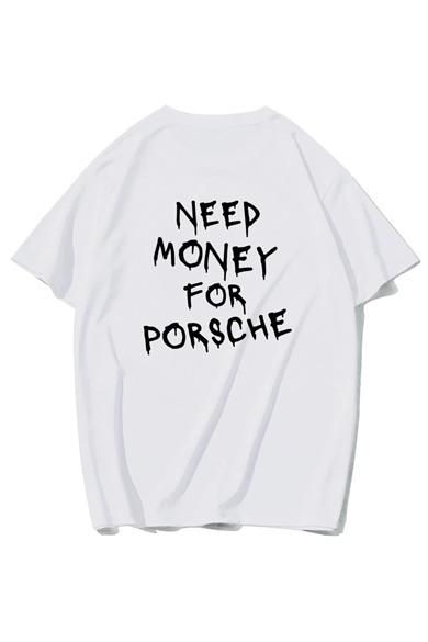 BRZ Collection Unisex Oversize PORSCHE Need Money For PORSCHE T-shirt (BEYAZ)