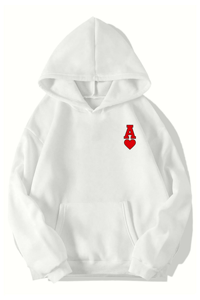 BRZ Collection Unisex Oversize Pretty Lucky Kalp ve As Hoodie BEYAZ