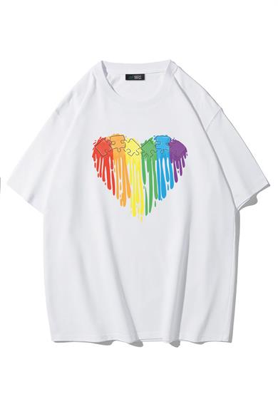 BRZ Collection Unisex Oversize Puzzle Rainbow T-shirt