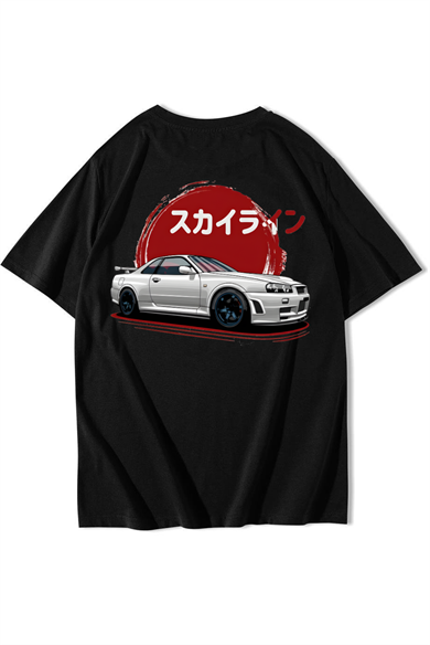 BRZ Collection Unisex Oversize R34 JDM Skyline T-shirt Siyah