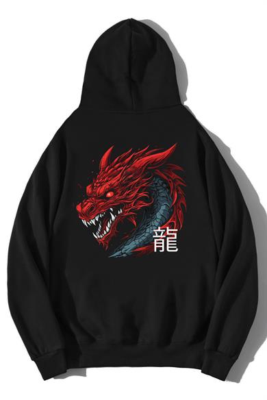 BRZ Collection Unisex Oversize Red Dragon Hoodie