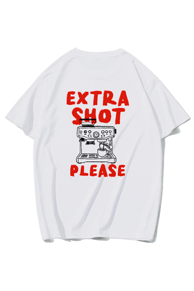 BRZ Collection Unisex Oversize Red Extra Shot Please T-shirt (BEYAZ)