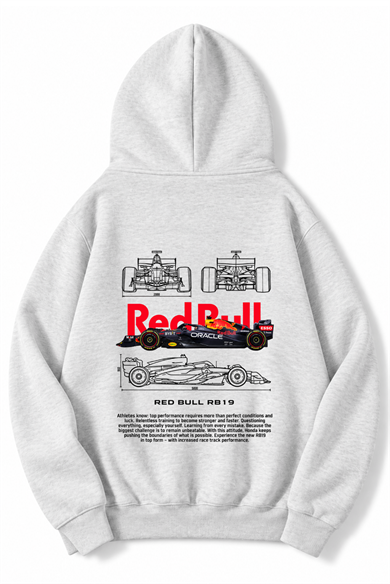 BRZ Collection Unisex Oversize Redbull RB19 Hoodie (AÇIK GRİ)