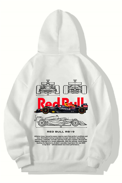 BRZ Collection Unisex Oversize Redbull RB19 Hoodie (BEYAZ)