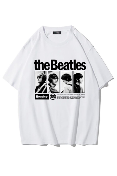 BRZ Collection Unisex Oversize Revolver The Beatles T-shirt Beyaz