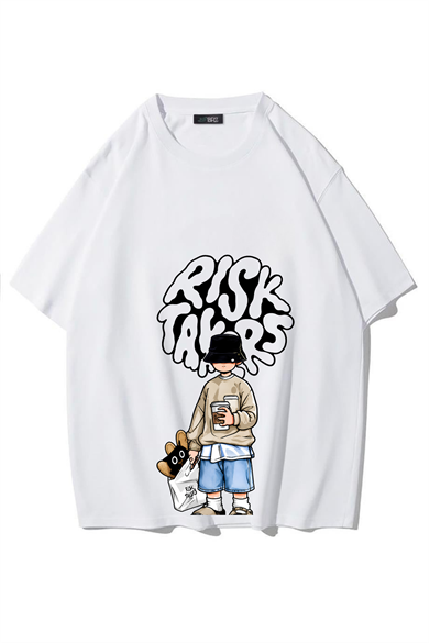 BRZ Collection Unisex Oversize Risk Takers T-shirt (BEYAZ)