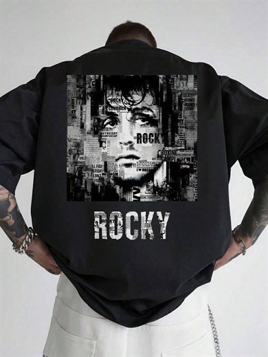 BRZ Collection Unisex Oversize ROCKY T-shirt Siyah