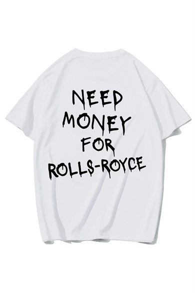 BRZ Collection Unisex Oversize ROLLS-ROYCE Need Money For ROLLS-ROYCE T-shirt (BEYAZ)