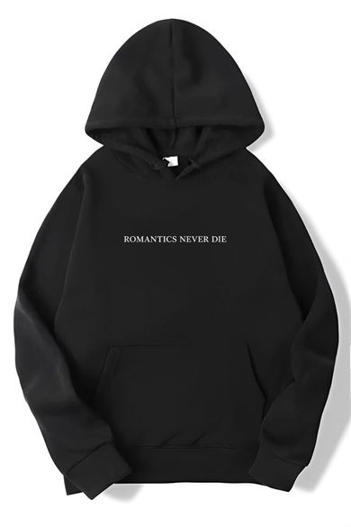 BRZ Collection Unisex Oversize Romantics Never Die Hoodie Siyah