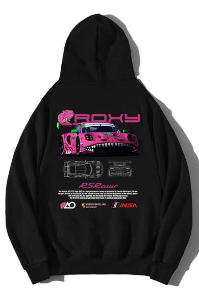 BRZ Collection Unisex Oversize Roxy Porsche Pink Hoodie Siyah