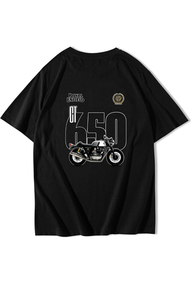 BRZ Collection Unisex Oversize Royal Enfield GT 650 T-shirt (Siyah)
