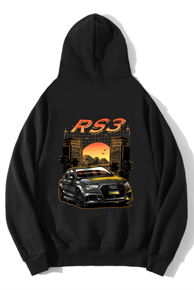 BRZ Collection Unisex Oversize RS3 Audi RS3 Hoodie Siyah