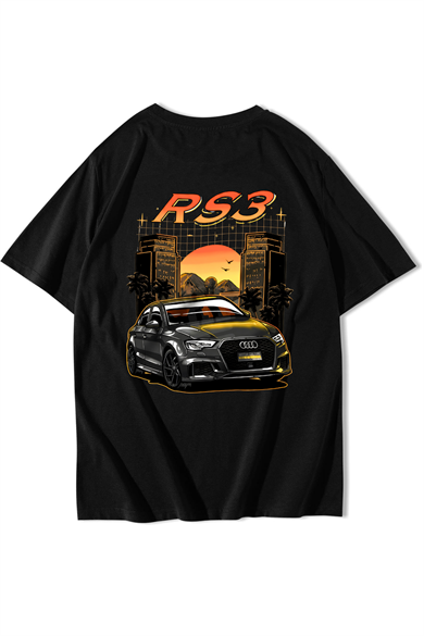 BRZ Collection Unisex Oversize RS3 Audi RS3 T-shirt Siyah