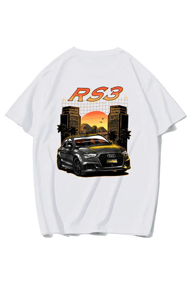 BRZ Collection Unisex Oversize RS3 Audi RS3 T-shirt (BEYAZ)