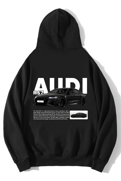 BRZ Collection Unisex Oversize RS7 Audi Hoodie Siyah