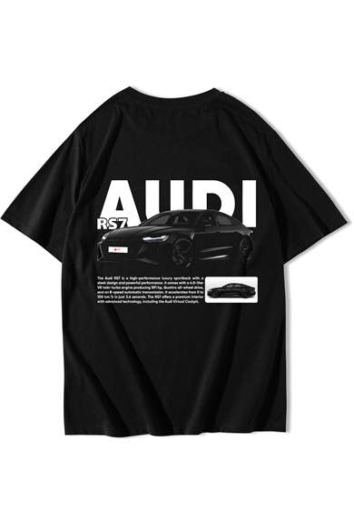 BRZ Collection Unisex Oversize RS7 Audi T-shirt Siyah