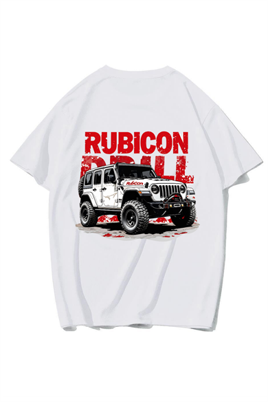 BRZ Collection Unisex Oversize Rubicon T-shirt (BEYAZ)