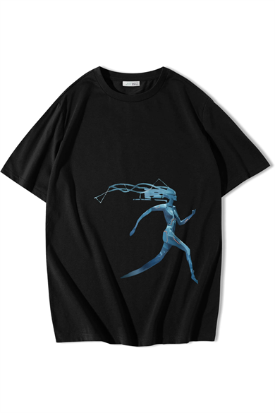 BRZ Collection Unisex Oversize Running Woman T-shirt Siyah