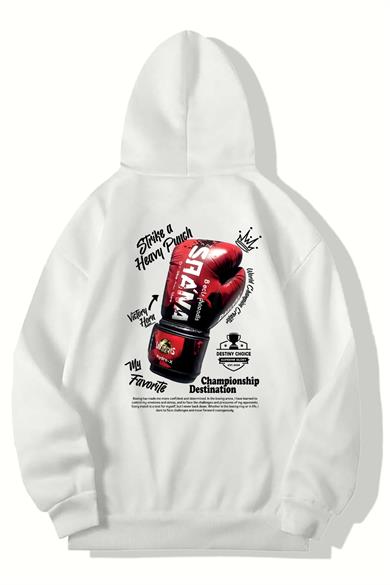 BRZ Collection Unisex Oversize Saana Boks Hoodie (BEYAZ)
