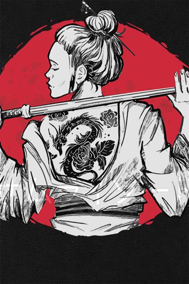 BRZ Collection Unisex Oversize Samurai Girl T-shirt