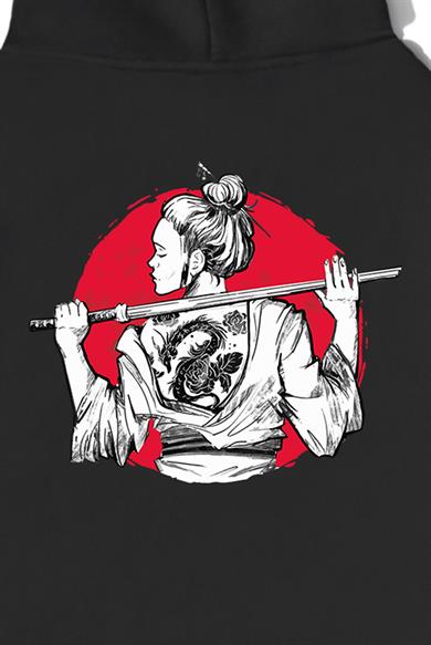 BRZ Collection Unisex Oversize Samurai Girl Sweatshirt Hoodie