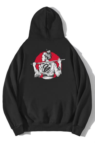 BRZ Collection Unisex Oversize Samurai Girl Sweatshirt Hoodie