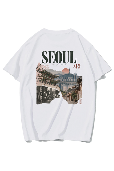 BRZ Collection Unisex Oversize Seoul T-shirt BEYAZ