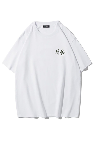 BRZ Collection Unisex Oversize Seoul T-shirt BEYAZ