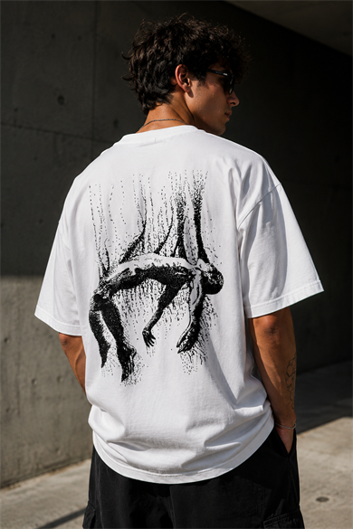 BRZ Collection Unisex Oversize Sessiz Düşüş T-shirt BEYAZ