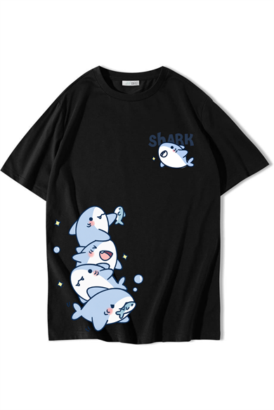 BRZ Collection Unisex Oversize Shark T-shirt Siyah