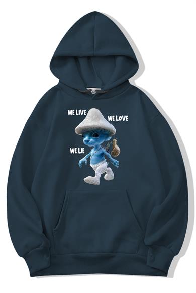 BRZ Collection Unisex Oversize Smurf Cat We Live We Love We Lie Hoodie