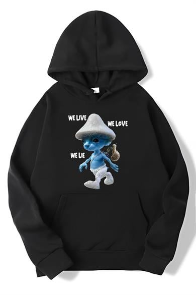 BRZ Collection Unisex Oversize Smurf Cat We Live We Love We Lie Hoodie
