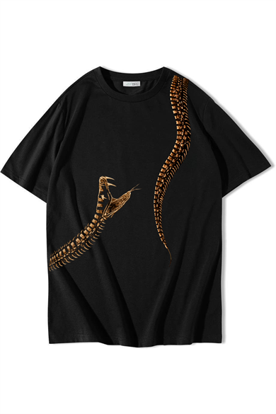 BRZ Collection Unisex Oversize Snake T-shirt Siyah
