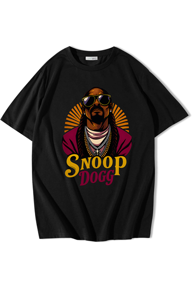 BRZ Collection Unisex Oversize Snoop Dogg T-shirt Siyah