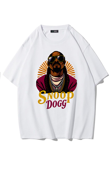 BRZ Collection Unisex Oversize Snoop Dogg T-shirt (BEYAZ)