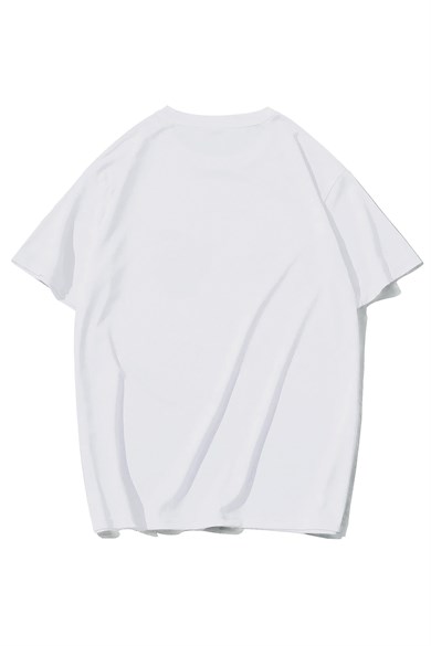 BRZ Collection Unisex Oversize Sol Alt Baskılı Have A Good Time T-shirt (BEYAZ)