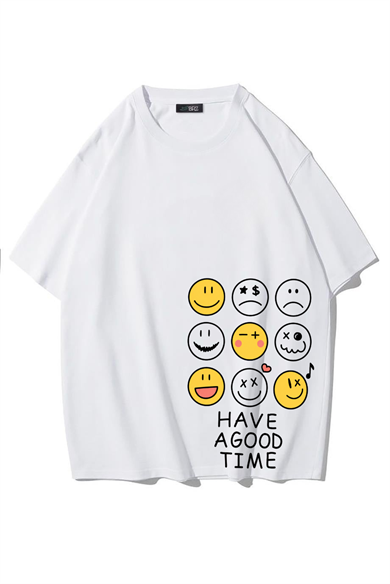 BRZ Collection Unisex Oversize Sol Alt Baskılı Have A Good Time T-shirt (BEYAZ)