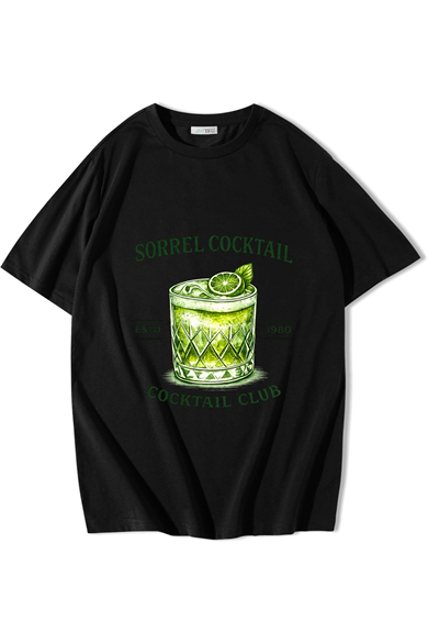 BRZ Collection Unisex Oversize Sorrel Cocktail T-shirt Siyah
