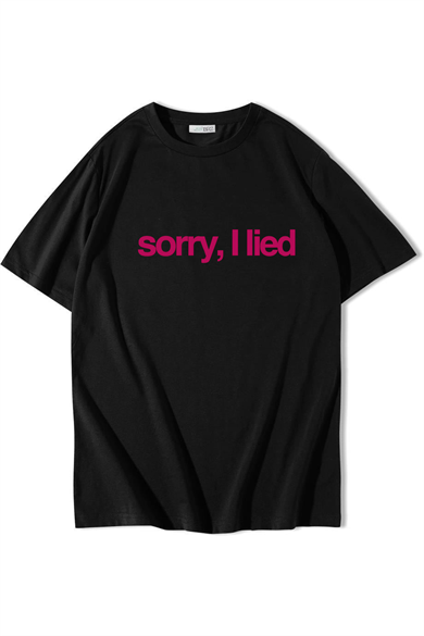 BRZ Collection Unisex Oversize Sorry, I Lied T-shirt Siyah