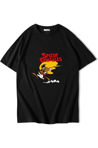 BRZ Collection Unisex Oversize Speedy Gonzales T-shirt Siyah