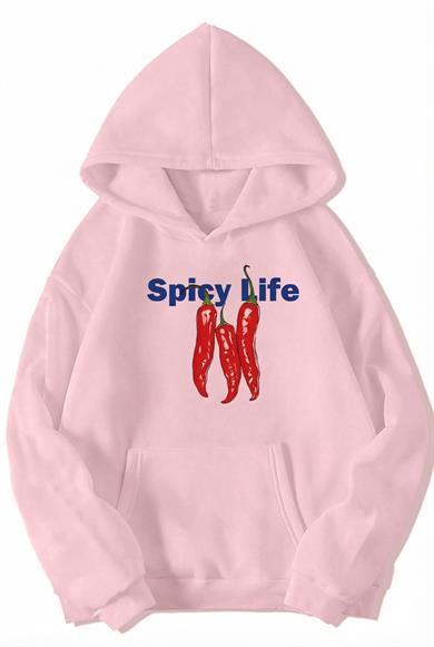 BRZ Collection Unisex Oversize Spicy Life Hoodie (AÇIK PEMBE)