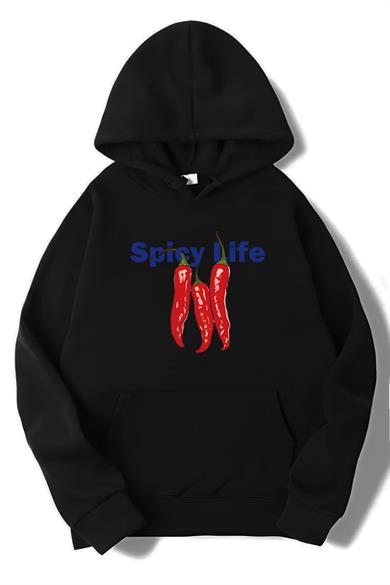 BRZ Collection Unisex Oversize Spicy Life Hoodie Siyah