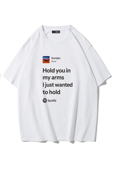 BRZ Collection Unisex Oversize Starlight - Muse T-shirt (BEYAZ)