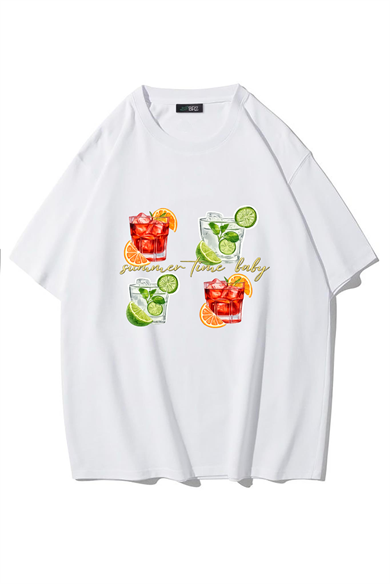 BRZ Collection Unisex Oversize summertime baby T-shirt (BEYAZ)